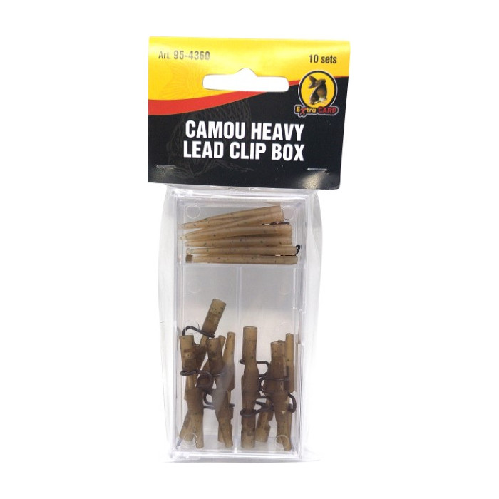 Clip Plomb Extra Carp Heavy Lead Clip Box Camou (par 10) 2