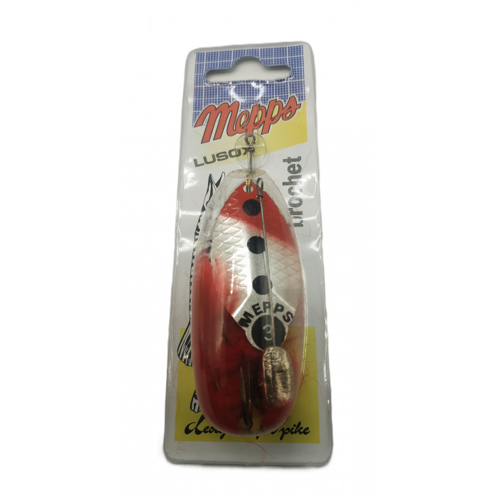 Mepps cuillère lusox rouge/argent points noirs 1