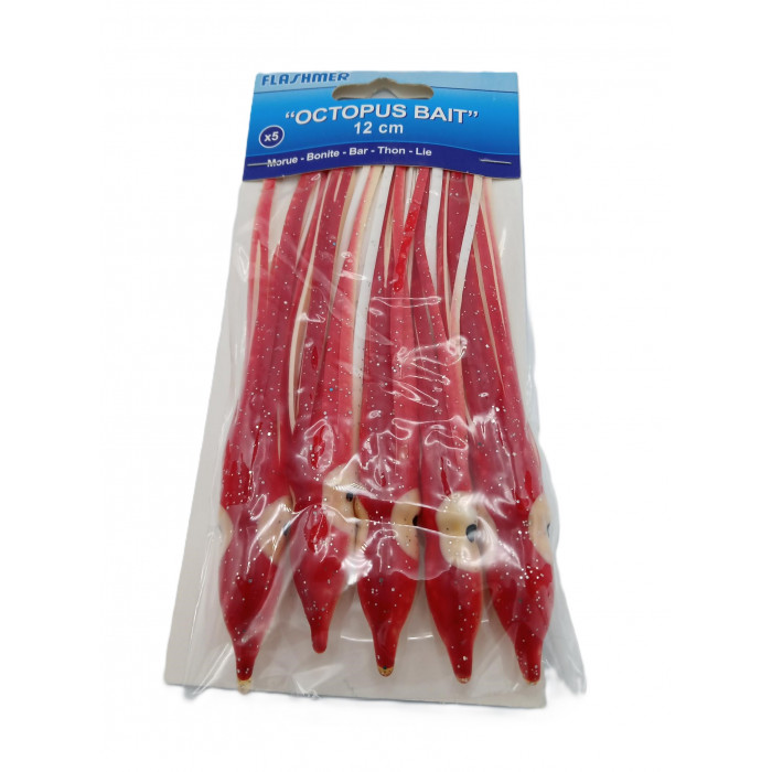 5 octopus Flashmer 12cm red white 1